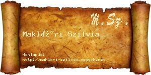 Maklári Szilvia névjegykártya